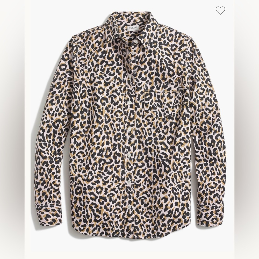 J Crew Leopard, Button Down, Long Sleeve Blouse 
Sz S
Excellent Condition